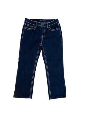 Arizona jeans capris dark blue white contrasting stitching stretchy denim 28/29